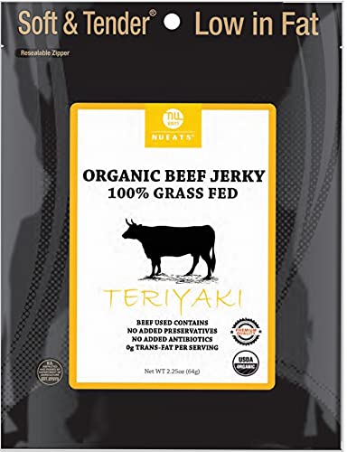 Organic Beef Jerky, 100% Grass-Fed, Teriyaki Flavor, 2.25 Ounce