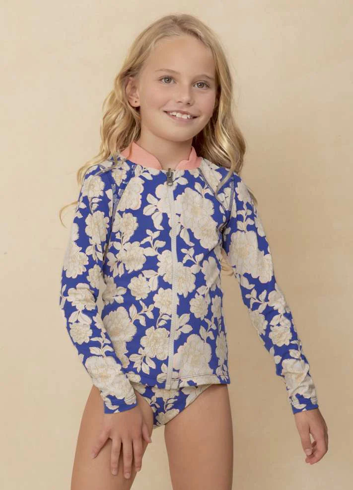 Cherish Girls Long Sleeve Rashvest Set - Blue Bouquet