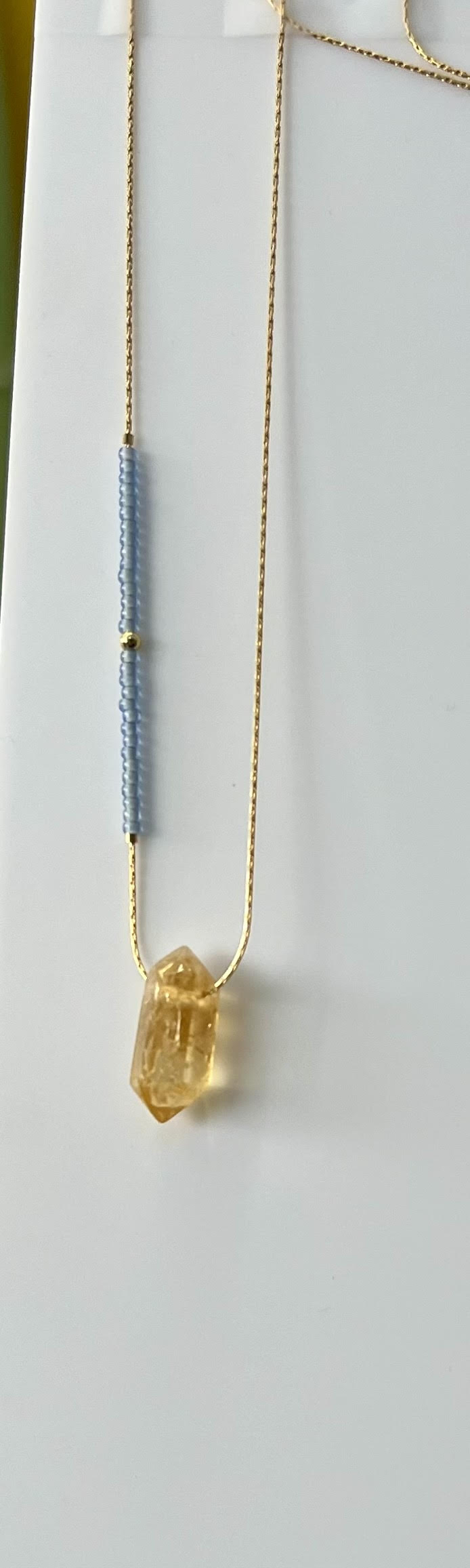 Yellow Citrine + Blue Beads Necklace