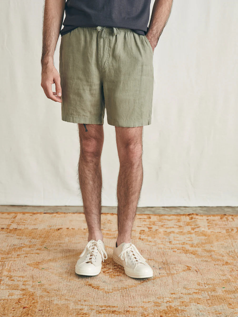 Faherty Essential Linen Short 6.5" - Canyon Olive