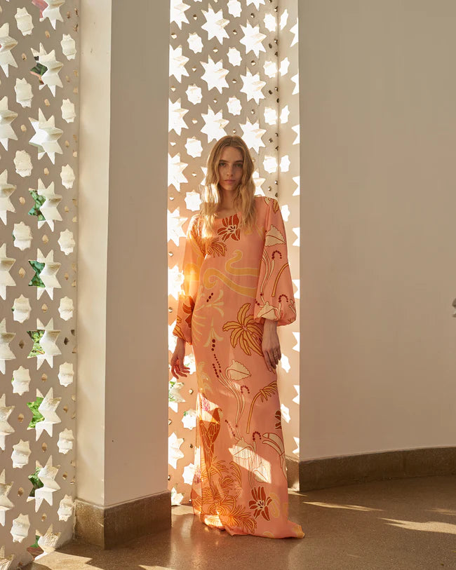 Saman Silk Maxi Dress / Pink Garden