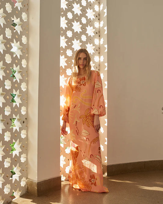Saman Silk Maxi Dress / Pink Garden