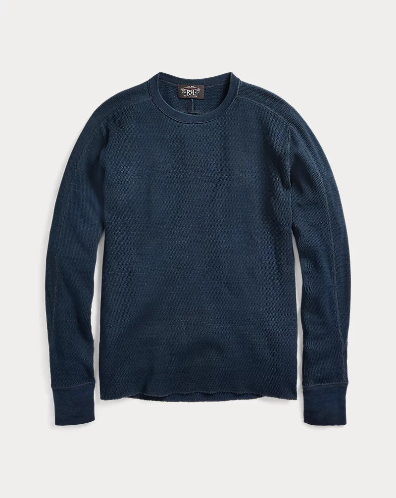 Indigo Jacquard-Knit Crewneck