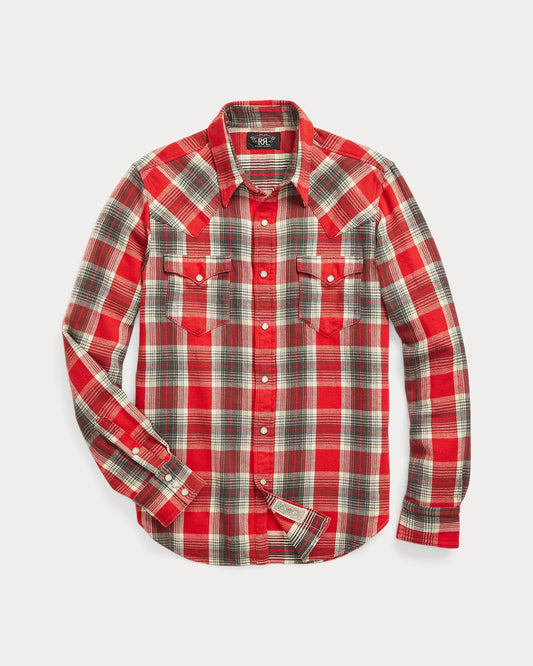 Slim Fit Plaid Twill Western Shirt