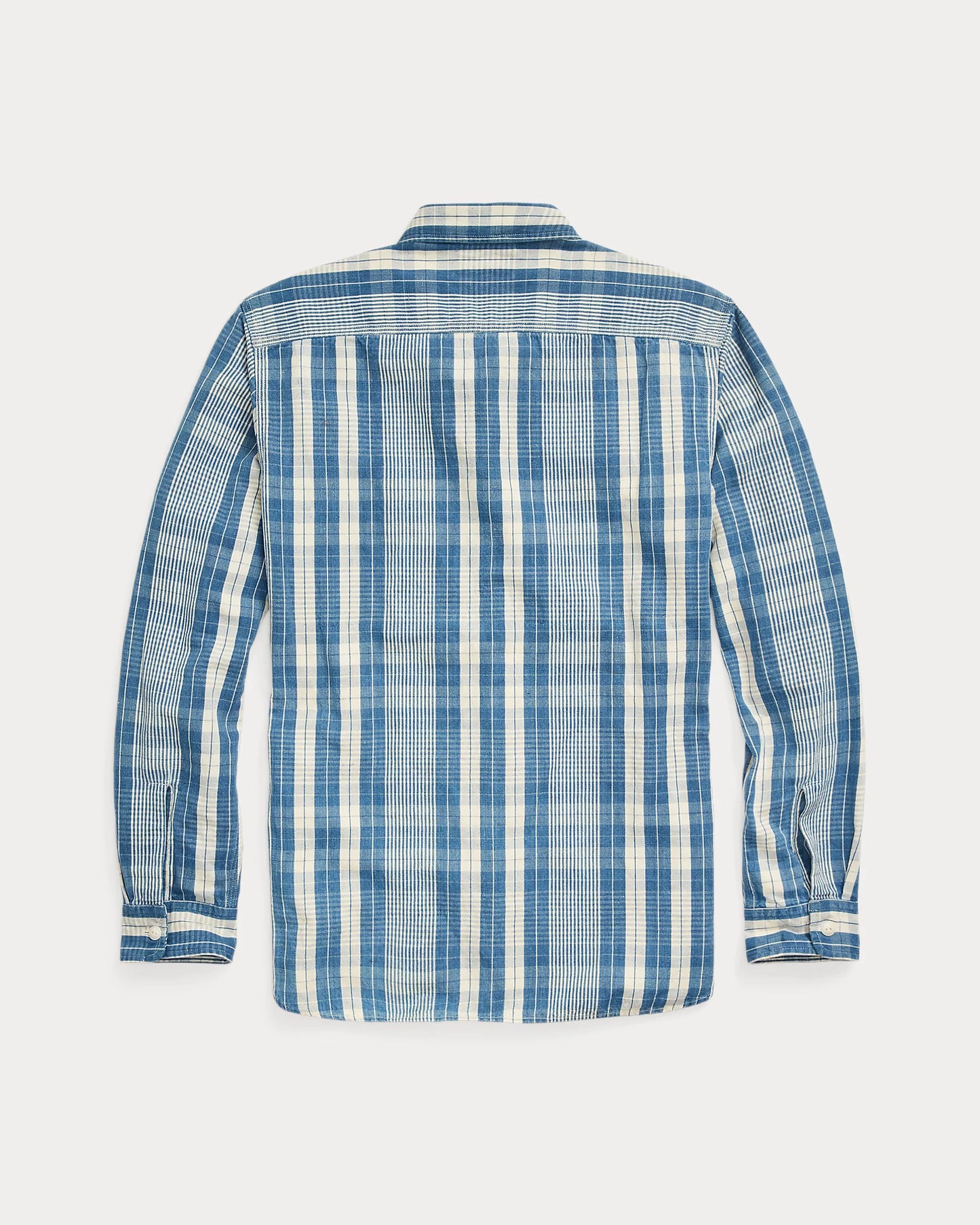 Indigo Plaid Cotton-Linen Workshirt