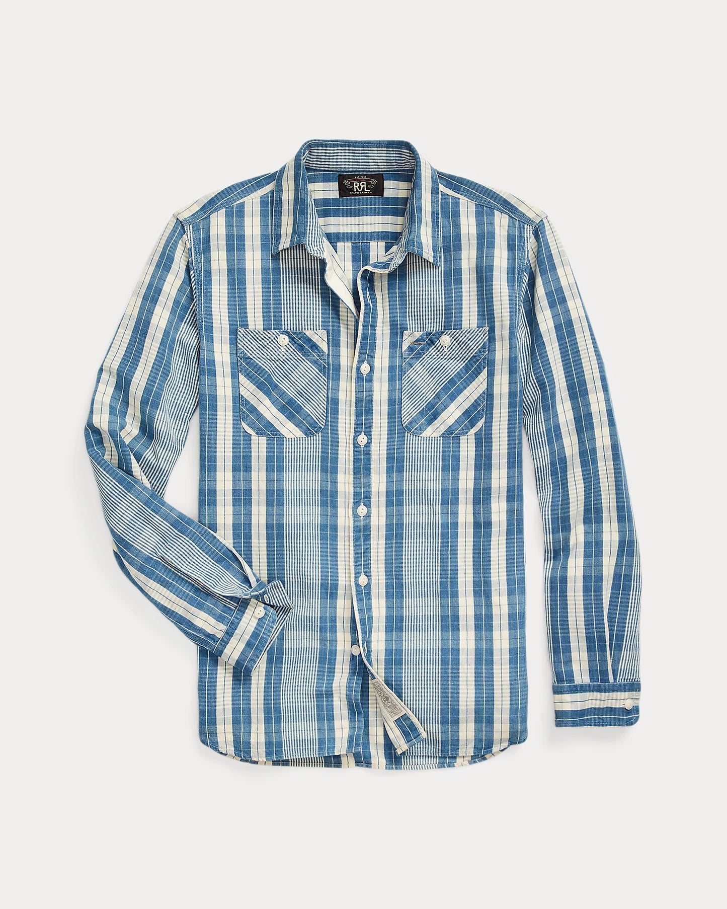 Indigo Plaid Cotton-Linen Workshirt