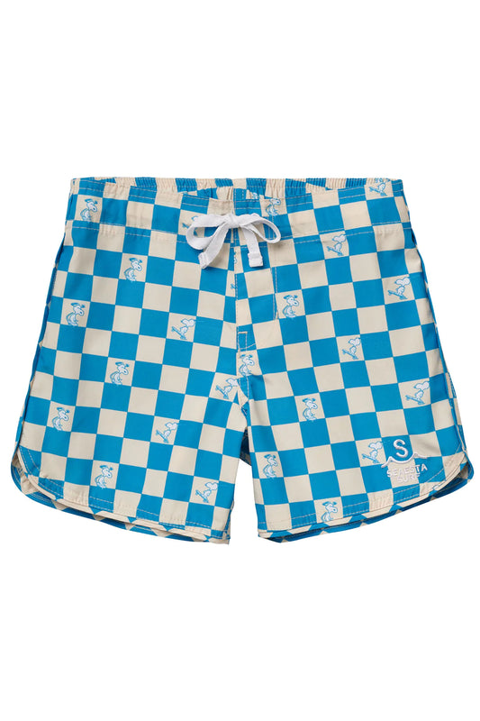 Seaesta x Peanuts Turquoise Checkerboard Boardshorts